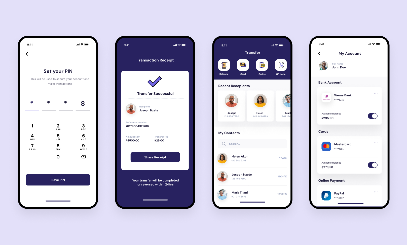 SwiftPay screens