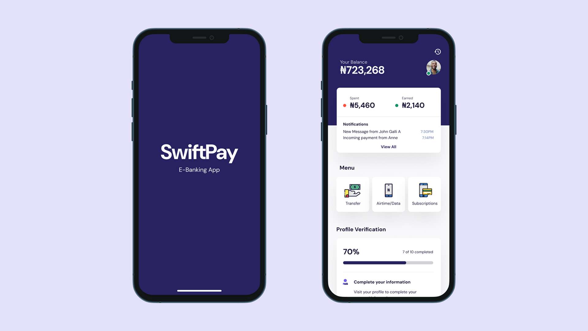 SwiftPay screens